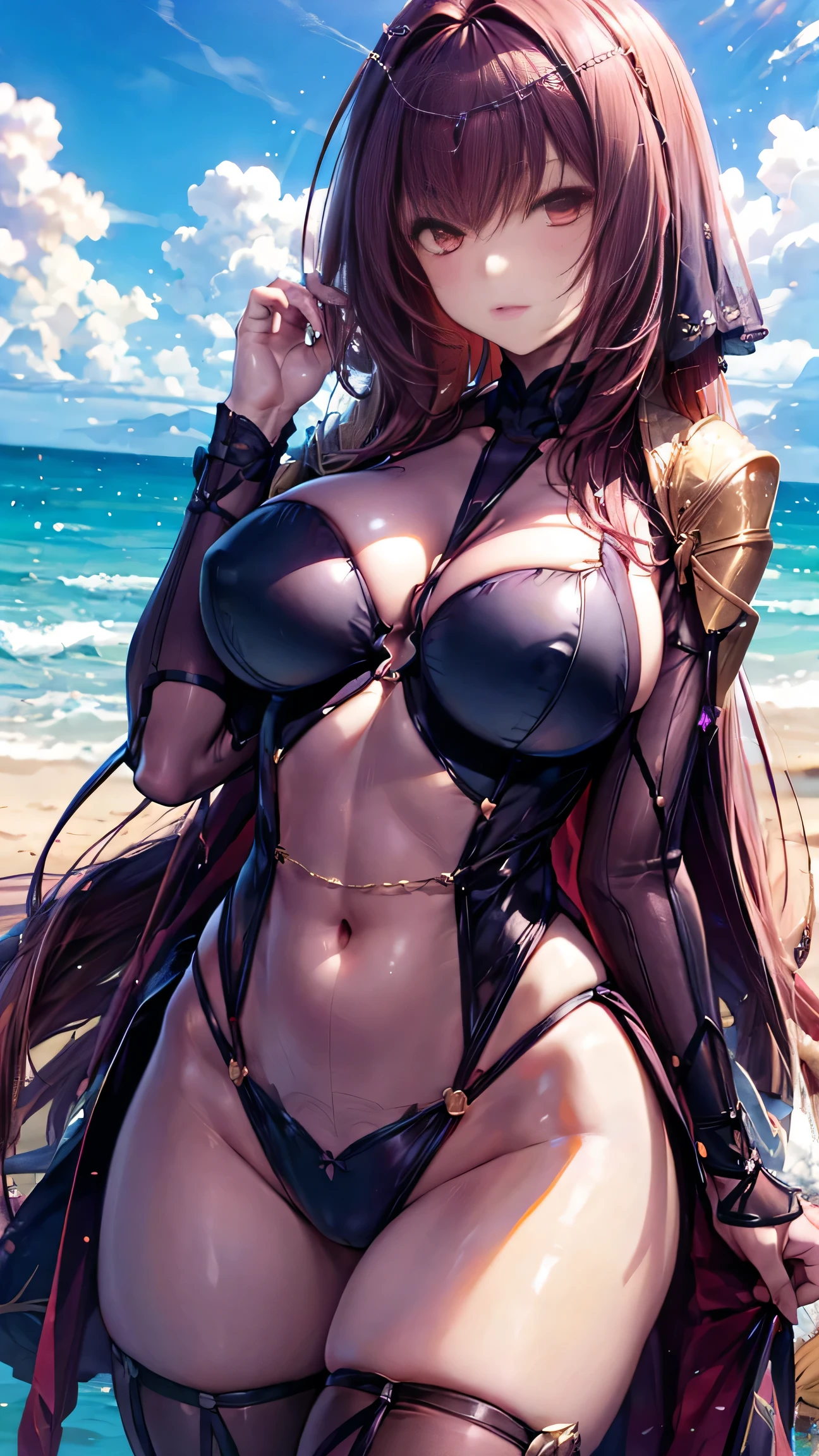 Big Breasts、Scathach、Sexy Swimsuit、Big Boobs