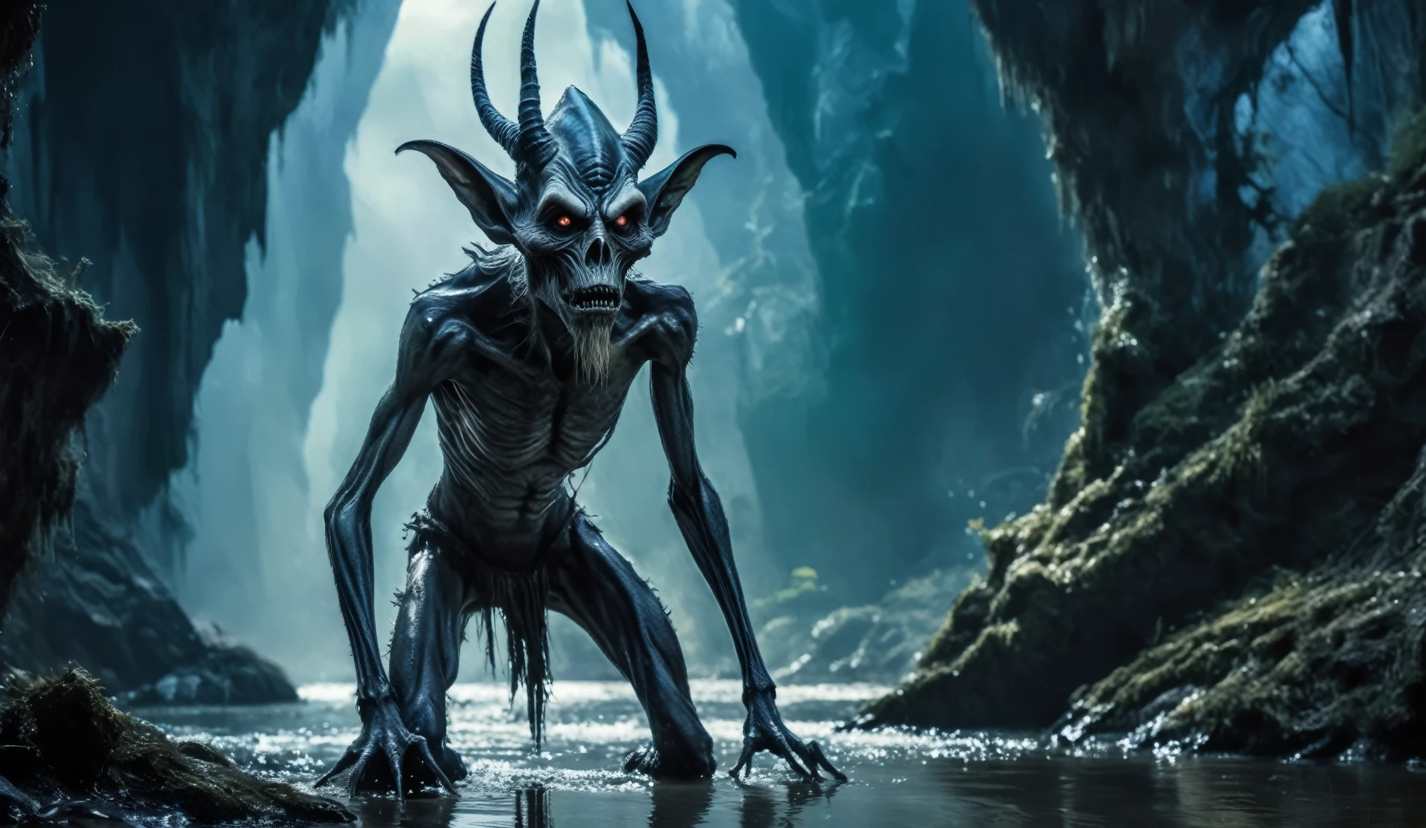 Silhouette of Gollum in "the Lord of the Ringacklight, Silhouette Art, enhance, intricate, (best quality, masterpiece, Representative work, official art, Professional, unity 8k wallpaper:1.3)