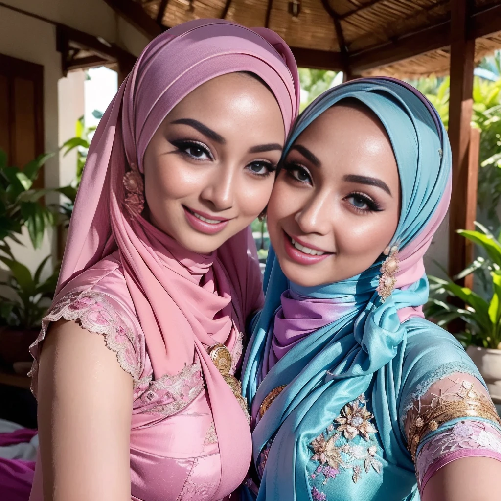 NSFW full naked and nude Realistic, 3 malay girls, hijab, face enhancement, face extra large zoom, selfie, look up, stare at me, cleavage emphasis, smile, sit on bed, wear pastel color Lace Satin Cami Night Dress, ((36 years Old)), ((Sugar Mama)), ((Sensual Lips)), (White Skin), ((beautiful Indonesian woman)), woman wearing Hijab, (Massive Gigantic Colossal : 1.2), ((Captivating Smile)), ((Yukata)), ((Sport Bra)), curvy body, (Breast about To burst out from her clothes), at doctor office, Dark light, at Nighttime, Sharing Passionate Lustful Kiss and groping breast, Lesbian couple.Natural Lighting, cool-toned color grading, high quality, ultra detail, 8k resolution, using Canon EOS C700, Best quality, high resolution, Masterpiece: 1.3, Beautiful Malay hijab girl, Masterpiece, Soft smile, Realistic, Charming eyes, Glowing eyes, Parted lips, Modest attire, Malay traditional hijab, graceful figure, Aesthetics of the female body in hijab, Serene setting, Sunlight filtering through leaves, Beautifully detailed clothing, intricate hijab patterns, Cultural immersion, Ethnic diversity, Feminine elegance. 3D Octane rendering, ray tracing, super detailing viewer, close-up.Malay girl with hijab, Eye makeup (((highest quality)), (super detailed), 2 girls, (iridescent hair, colorful hair, half blue and half pink hair: 1.2), (Gorgeous Malay Girls: 1.2), outdoor, bangs, smile, sky blue eyes, perfect hands, perfect hands, hand details, corrected fingers. Earrings, Night Store + Background, looking_at_viewer, Cowboy Shot, Top Quality, Rich Detail, Perfect Image Quality, big breasts, slender body, morning time, smiling, happy, bright sunshine, beach, blurred background, bokeh,realistic, ultra-detailed,