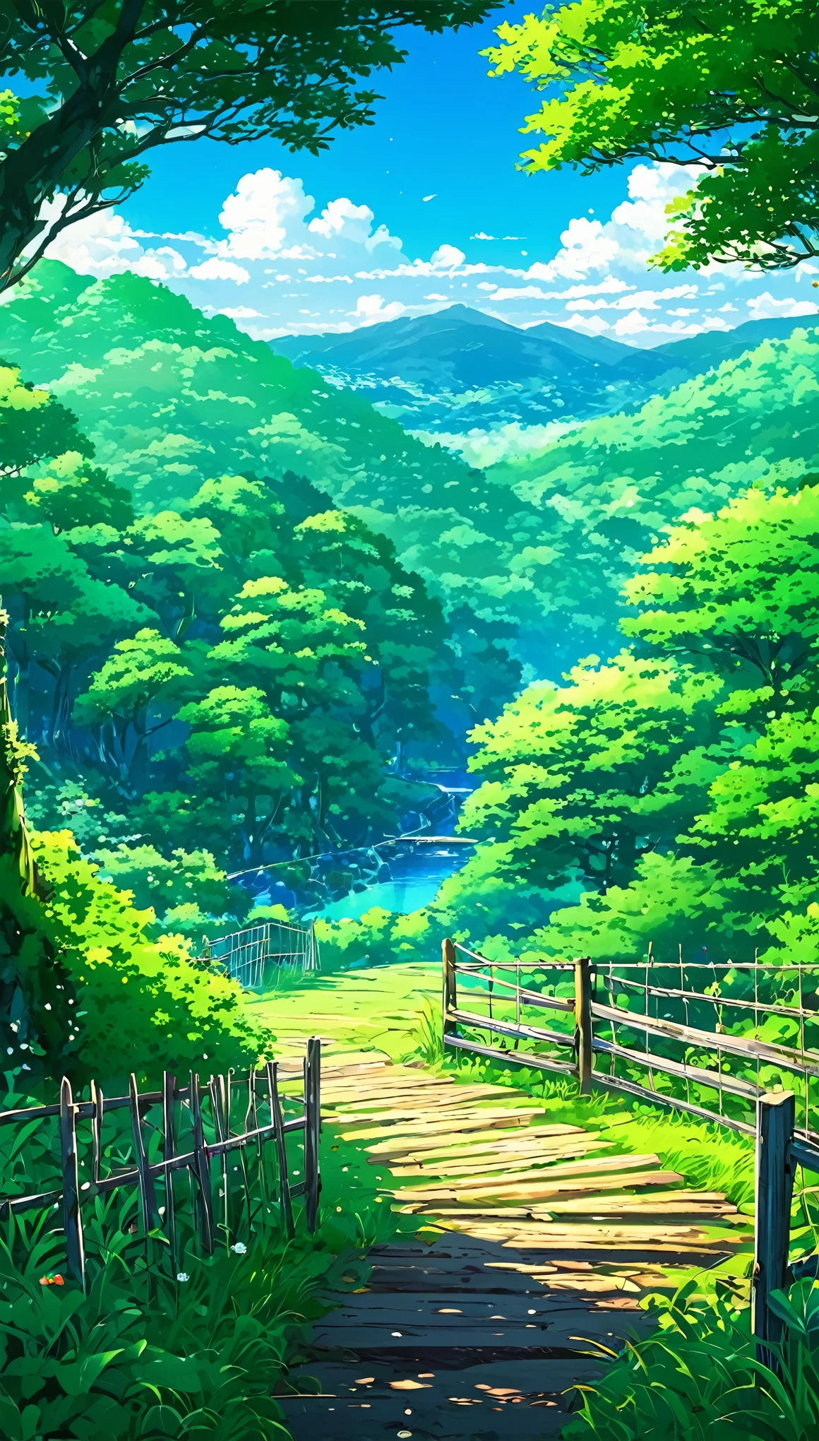 an instagram post with a picture of a forest and a fence in the background, anime nature wallpap, anime nature, anime landscape, scenery artwork, scenery art detailed, anime landscape wallpaper, anime scenery, anime countryside landscape, beautiful anime scenery, landscape scenery, dream scenery art, detailed scenery —width 672, anime background art, landscape - scenery, anime scenery concept art, scenery wallpaper, serene landscape, anime beautiful peace scene, landscape wallpaper, tranquil scene