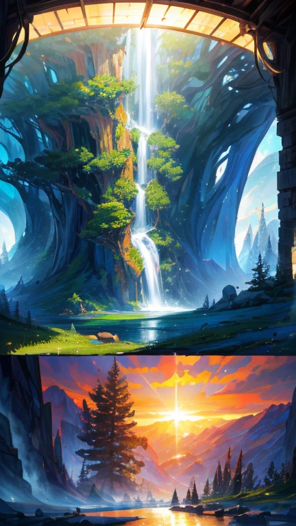 so many elfs\(chibi,living daily life,eating food,washing clothes,talking each other,living on Yggdrasil\),background\(Yggdrasil\(very huge tree\),forrest,beautiful lake around Yggdrasil\), BREAK ,quality\(8k,wallpaper of extremely detailed CG unit, ​masterpiece,hight resolution,top-quality,top-quality real texture skin,hyper realisitic,increase the resolution,RAW photos,best qualtiy,highly detailed,the wallpaper,cinematic lighting,ray trace,golden ratio\),isometric view,close up elfs