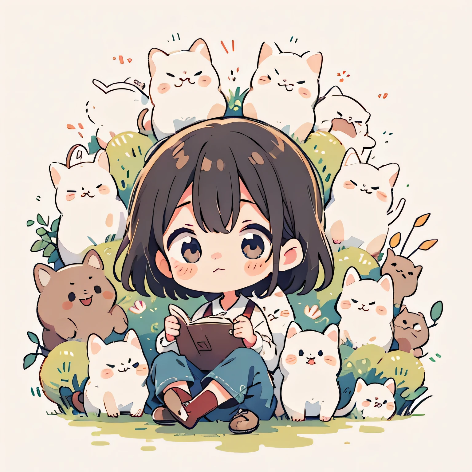 Watase Seizo style, Masterpiece, best quality, 8k, cute girl chibi