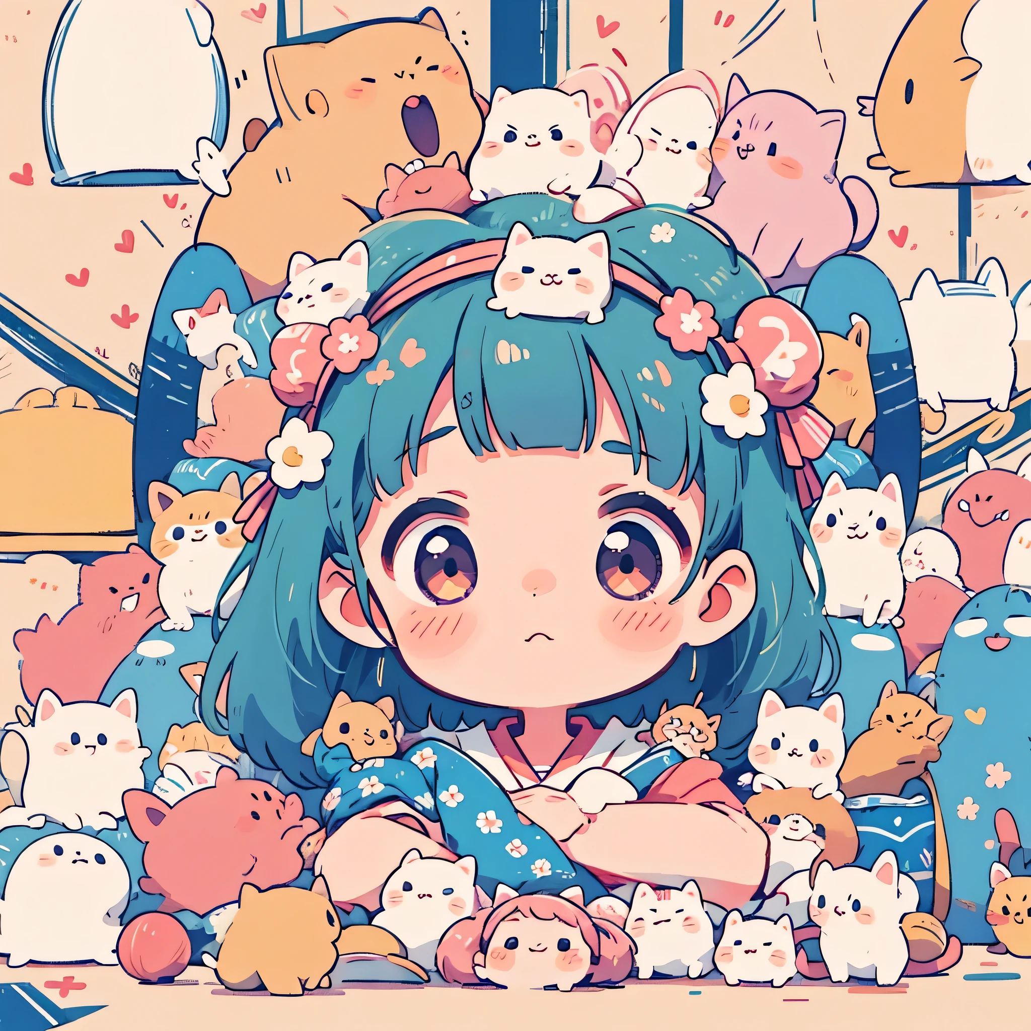 Momoko Sakura style, Masterpiece, best quality, 8k, cute girl chibi