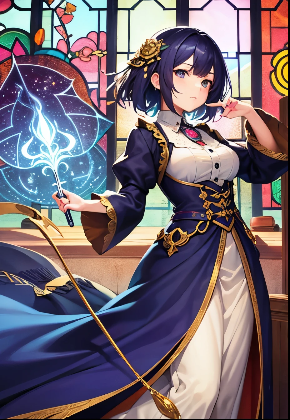 (masterpiece, highest quality, highest quality,Official Art, beautifully、aesthetic:1.2),(One girl:1.3), One girl BREAK stained glass art, Colored Glass, Lead wire, Light transmission BREAK Vivid colors, Intricate Design, Glowing effect, Spiritual atmosphere