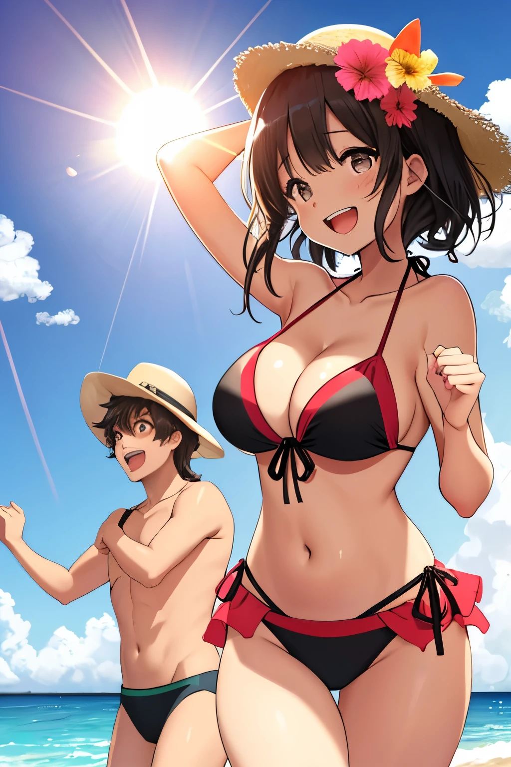 a girl, Bikini Swimwear、(huge Laughing:1.1), (open mouth:1.1), (wide open eyes:1.2), Bikini Swimwear、Dancing on the beach、Midsummer sun background、
Mexican rock, go go go go Mexican look, go go go go, the dazzling sun, the sun tanning your skin, the two of us who met in the ocean at midday, your eyes are Zapata black, your lips are Matador red, how wonderful, Senorita, I can't believe it, Senorita, say it once, say you love me, Mexican rock, go go go go, Mexican look, go go go go, if it's love's drink, tequila, let's dance to Latin rock, even our fingertips touch our hearts, my feelings are Mexican passion, your style, Mexican fashion, everyone is watching, you're numb, I'm a punchy rock and look, Mexican rock, go go go go, Mexican look, go go go go, you're fun, sunshine girl, you're a cheerful Yellow Dahlia, tonight I tried saying tomorrow for the first time, tomorrow, even your farewell words are cool, Mexican rock, go go go go, Mexican look, go go go go, Mexican rock Go go go go Mexican look go go go go