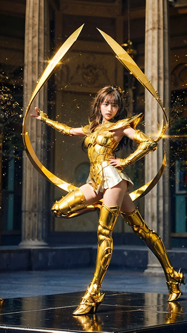 Japanese beautiful girl、15-year-old junior high school student、(Slim half-body shot, Completely nakedの少女:1.5、low length、Immature body、Completely naked、Full nudity、Very beautiful breasts、Beautiful cherry-colored areola、Erect nipples、Small butt、Shaved)、In the martial arts arena of the Colosseum in Greece、Martial Arts Tournament、Saint Seiya、Beautiful single girl、Cleavage、Beautiful feet、(((Wearing shiny, gold, futuristic combat armor、topless)))、((topless、metal armor))、((scream))、((lament))、((Combat pose))、8k, highest quality, (The beauty of the genitals)、High resolution, Lifelike, Real person,No underwear、The genitals are visible、Shaved