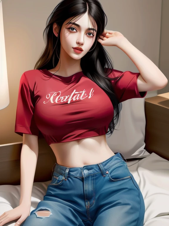 Aarav woman lies on bed with pillow and pillow, realistic beautiful face, beautiful realistic face, photorealistic beautiful face, realistic digital painting, realistic digital illustration, hyperrealistic beautiful face, realistic artstyle, realistic. Cheng Yi, beautiful and realistic face, photorealistic artstyle, realistic digital art 4k, realistic digital art 4 k, detailed realistic face