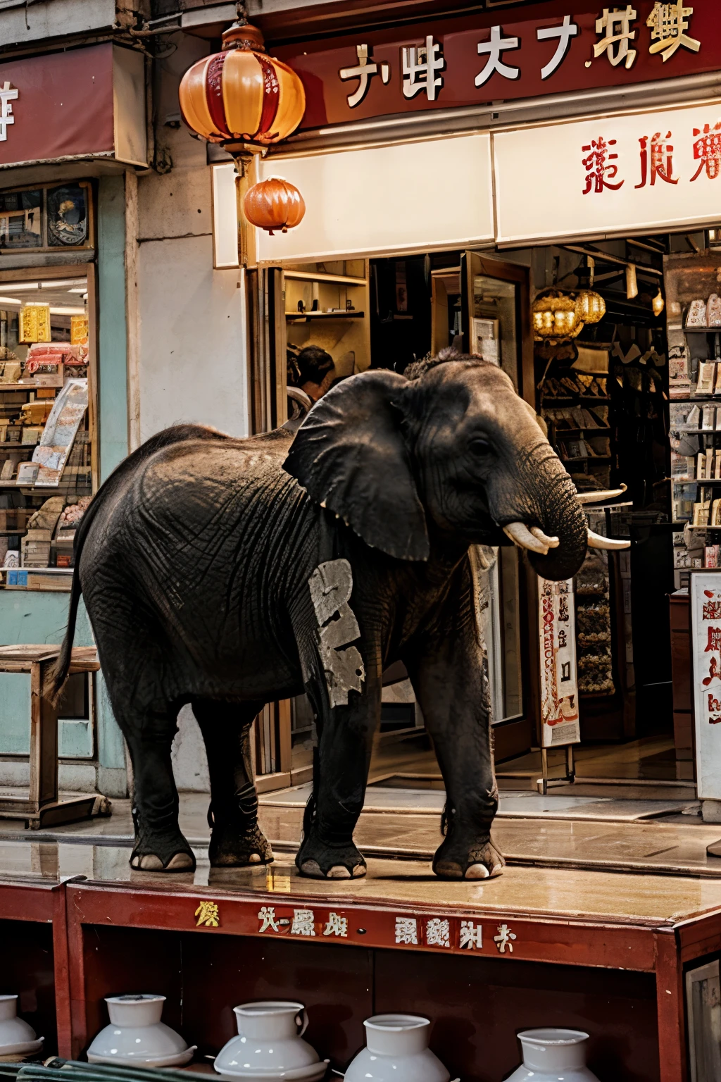 An elephant causes panic in a china shop
