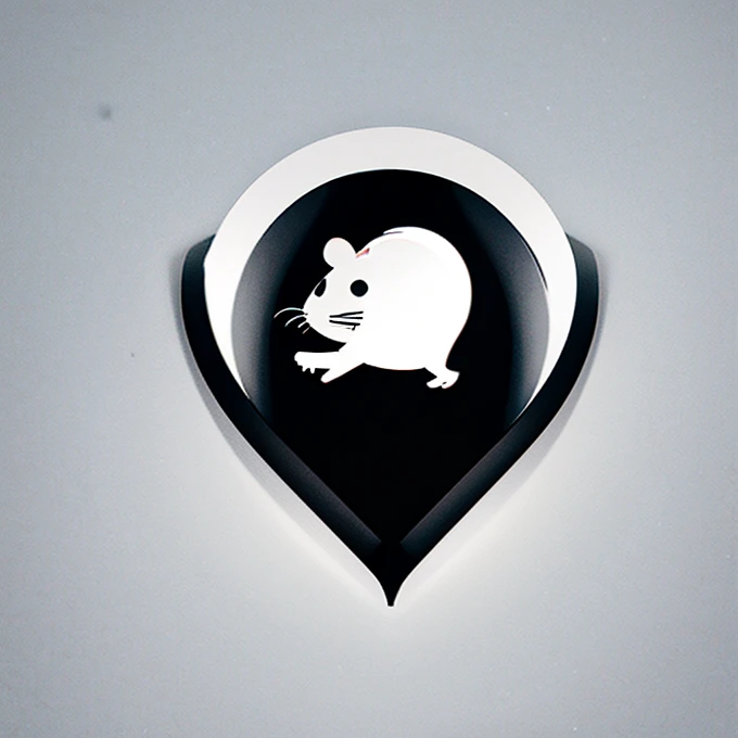Simple gray and white mouse logo badge.Background white,Logo black,Very creative and simple,Flat Pattern