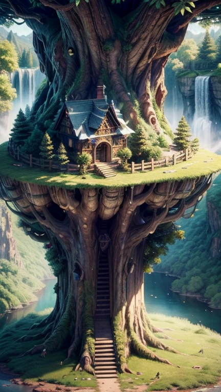 (elf\(chibi,so many of them,living daily life,eating food,washing clothes,talking each other,living on Yggdrasil\)),background\(Yggdrasil\(very huge tree,elf settlement\),forrest,beautiful lake around Yggdrasil\), BREAK ,quality\(8k,wallpaper of extremely detailed CG unit, ​masterpiece,hight resolution,top-quality,top-quality real texture skin,hyper realisitic,increase the resolution,RAW photos,best qualtiy,highly detailed,the wallpaper,cinematic lighting,ray trace,golden ratio\),isometric view,(close up elf)