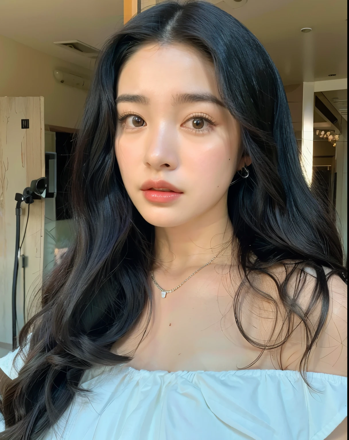 Devastated woman with long black hair and white blouse, beautiful latin face, Violet Myers, Black hair and big eyes, 결점 없는 olive skin, beautiful mexican woman, thick lips, Avamax, black hair and brown eyes, Madison Beer, Beautiful woman, Portrait of Sophie Mudd, very beautiful face, 18 years, olive skin, Charlie XCX |