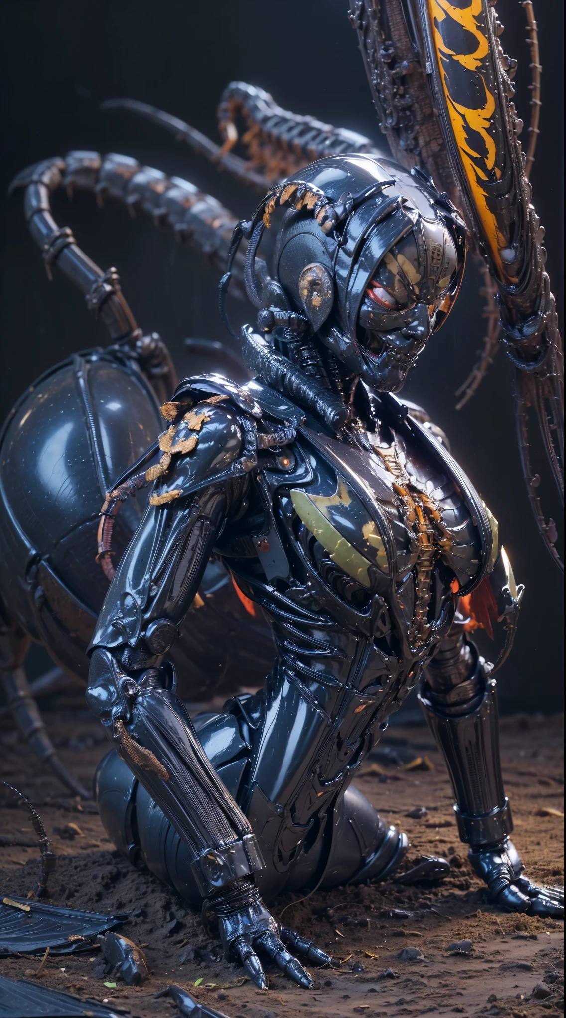 (high resolution,masterpiece,best quality,extremely detailed CG),(japanese girl), photorealistic, amazing fine details, all intricate, gloss and shiny,awesome many layers, 8k wall paper, ultimately realistic face, (whole body picture), perfect female proportion,villainess, (fusion of scorpion and lady:1.4), (scorpion form lady:1.2), (scorpion lady:1.2), (fusion:1.2), (scorpion exoskeleton bio insect suit:1.4), (scorpion blue exoskeleton bio insect armor:1.4), dystopia with a nice view