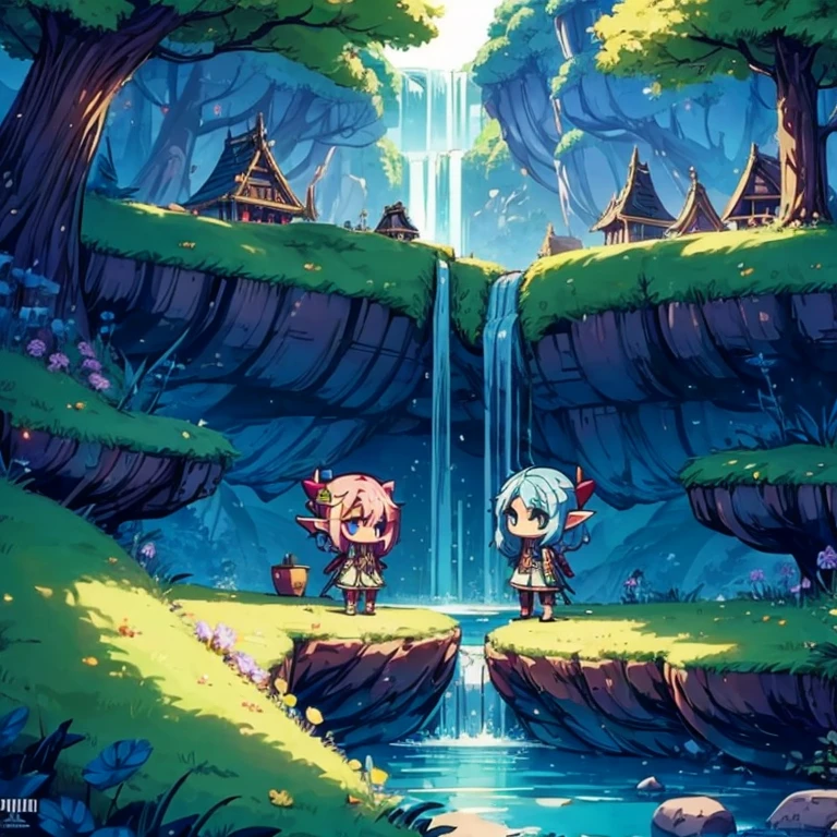 (many elves\((chibi:1.5),living daily life,eating food,washing clothes,talking each other,living on Yggdrasil\)),background\(Yggdrasil\(very huge tree,elf settlement\),forrest,beautiful lake around Yggdrasil\), BREAK ,quality\(8k,wallpaper of extremely detailed CG unit, ​masterpiece,hight resolution,top-quality,top-quality real texture skin,hyper realisitic,increase the resolution,RAW photos,best qualtiy,highly detailed,the wallpaper,cinematic lighting,ray trace,golden ratio\),isometric view