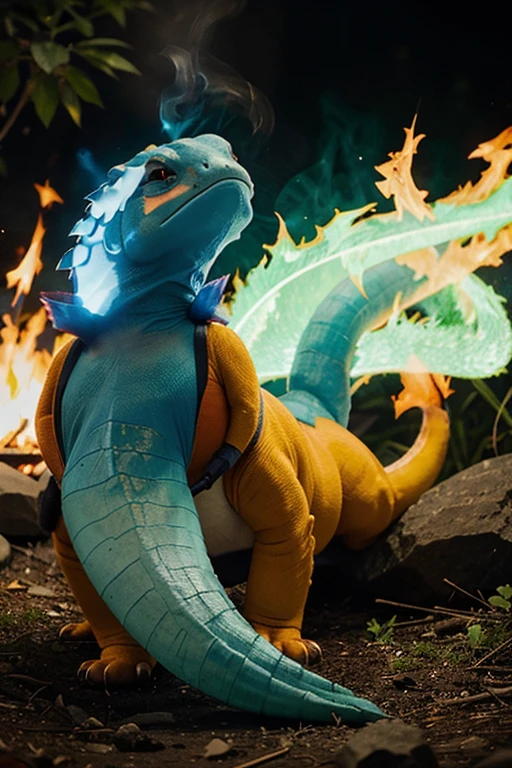 Cute blue Charmander tail with green flame