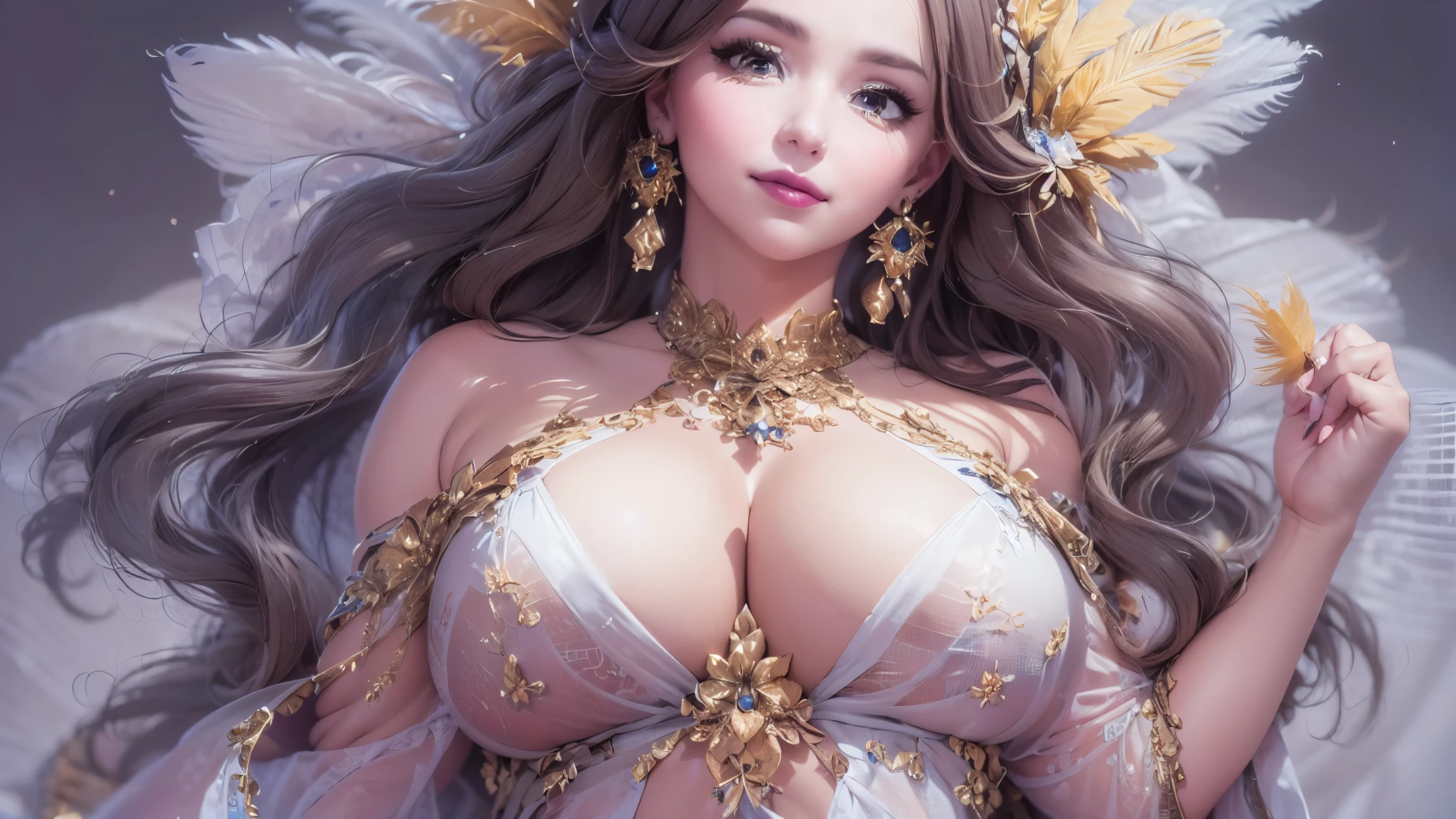 Western Cowboy Style, Cowgirl, photograph, highest quality, Realistic, Realistic, Intricate details, (Fine details), (Intricate details), シネマティックLight, highest quality backlight, Clear lines, 8k, 超High resolution, Purelos Face_v1,, Looking at the audience, Attractive breasts,Sensual curves、bubble、Full Body Shot,Nightgown, Charming smile, Thick lips, plump唇, blush, Looking at the audience, Provocative expression, Beautiful Hairstyles, Cleavage, plump、Curvy Hips、Attractive face、Mischievous face、Sexy Lingerie、An inviting gaze、Expressing emotions、colored feather, Money属装飾品, particle, Light, (masterpiece, highest quality, highest quality, Official Art, beautifully、aesthetic:1.2), (1 girl:1.3), Very detailed,(Fractal Art:1.1),(colorful:1.1)(flowerズ:1.3),Most detailed, (Dynamic pose), (Shiny skin), (Many colors :1.4), ,(Earrings:1.4), (feather:1.4),masterpiece,Mr.々Hair style,Moneyのヘッドバンド,Tulle covers the chest,Perfect balance, Detailed details of the garment,marble,cinematicLighting, Film Grain, contrast of Light and dark,High detail,(((Gorgeous Accessories))))、Openwork decoration,(((See-through dress)))、(((Anatomically correct body))) ,1 girl, (High resolution), (8k), (Very detailed), Perfect Face, Beautiful eyes and face, (((highest quality))), (Very detailed), Detailed face and eyes, Beautiful Eyes,(((Sexy pose))),Beautiful Eyes、Transparent double eyelids、(((Super gorgeous background)))、Bright Eyes,Money,diamond,gem,Body Chain,Luxury Accessories,beautifully、aesthetic,flower