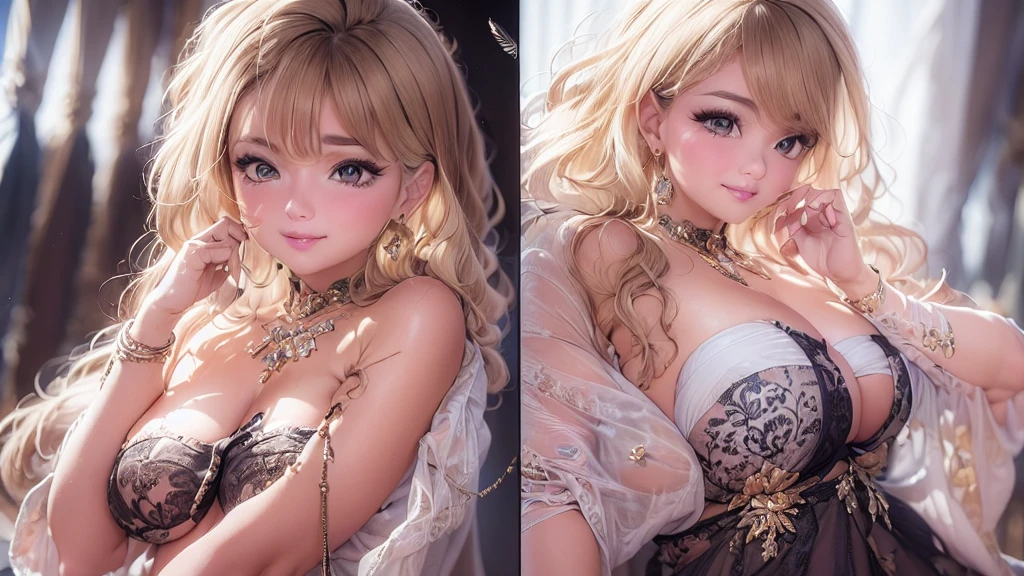 Western Cowboy Style, Cowgirl, photograph, highest quality, Realistic, Realistic, Intricate details, (Fine details), (Intricate details), シネマティックLight, highest quality backlight, Clear lines, 8k, 超High resolution, Purelos Face_v1,, Looking at the audience, Attractive breasts,Sensual curves、bubble、Full Body Shot,Nightgown, Charming smile, Thick lips, plump唇, blush, Looking at the audience, Provocative expression, Beautiful Hairstyles, Cleavage, plump、Curvy Hips、Attractive face、Mischievous face、Sexy Lingerie、An inviting gaze、Expressing emotions、colored feather, Money属装飾品, particle, Light, (masterpiece, highest quality, highest quality, Official Art, beautifully、aesthetic:1.2), (1 girl:1.3), Very detailed,(Fractal Art:1.1),(colorful:1.1)(flowerズ:1.3),Most detailed, (Dynamic pose), (Shiny skin), (Many colors :1.4), ,(Earrings:1.4), (feather:1.4),masterpiece,Mr.々Hair style,Moneyのヘッドバンド,Tulle covers the chest,Perfect balance, Detailed details of the garment,marble,cinematicLighting, Film Grain, contrast of Light and dark,High detail,(((Gorgeous Accessories))))、Openwork decoration,(((See-through dress)))、(((Anatomically correct body))) ,1 girl, (High resolution), (8k), (Very detailed), Perfect Face, Beautiful eyes and face, (((highest quality))), (Very detailed), Detailed face and eyes, Beautiful Eyes,(((Sexy pose))),Beautiful Eyes、Transparent double eyelids、(((Super gorgeous background)))、Bright Eyes,Money,diamond,gem,Body Chain,Luxury Accessories,beautifully、aesthetic,flower