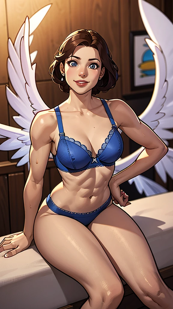 nsfw,obra-prima,maximum quality,((fichas de personagem,mesmo personagem,Pressure gauges,face lateral,solas)),scene of change of environment,pose too,fax de penteado,Pose Jitai,Cartaran Betarola,(fundo simples、fundo branco:1.3),lighting,multiple view, ((mulher)), corpo todo, sensual girl, nu, feliz, sorriso, ajustar, esportivo, cabelo loiro,cabelo muito curto,corte de cabelo de duende, sobrancelhas escuras, olhos azuis,big sorriso, Pele branca, muscular, ombros, tonificado, espesso, espesso thighs, medium breasts, bonitinho, sensual, young mulher, 20 years old drawing of a woman with wings and bra top, inspirado em Rob Liefeld, anjo, possivelmente um anjo, commission for high resolution, epic angle and pose, anjo alada, CO Commission, garota anjo cavaleiro, asas angelicais nas costas, lindo anjo feminino, anjo majestoso de corpo inteiro, of an beautiful anjo sorriso maroto sorriso feliz