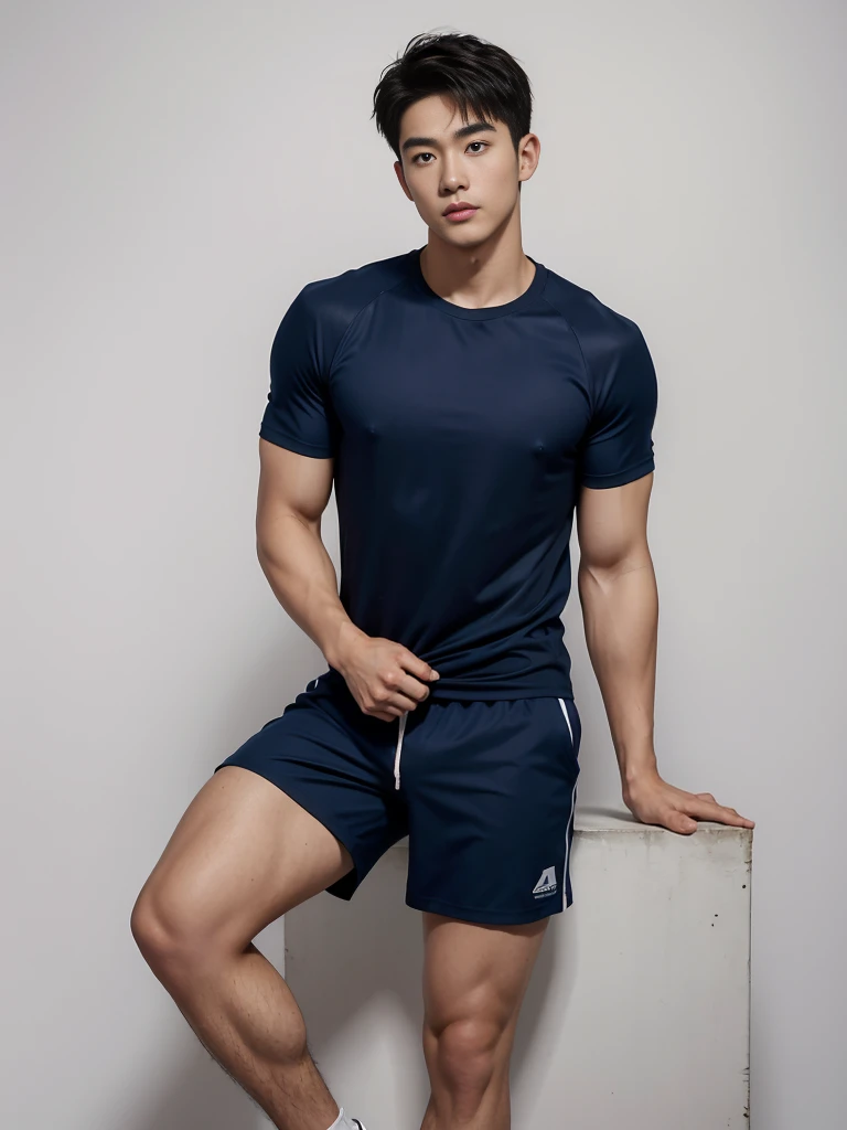 1 Handsome naked Japanese guy ,Sexy pose, A 20 year-old man wearing a Naked chest shirt and Excellent shorts stands against a white background, navy blue, navy blue, Sports T-shirts, blue, Excellent Sportswear, Gorgeous sexy clothes, Sportswear, Short sleeve, Jinjinshen blue clothes, Short young man, Tennis Clothes, 穿着Sportswear, dark blue decorative clothing,male,Naked chest, Handsome,High target,Muscles look good,Hairy body,Sexy expressions, Wheat skin color,black eyes(Fine eye 1:3),Full body portrait, Excellent, Perfect shape, ,Detailed you, , Mostly juicy ass, Open your legs