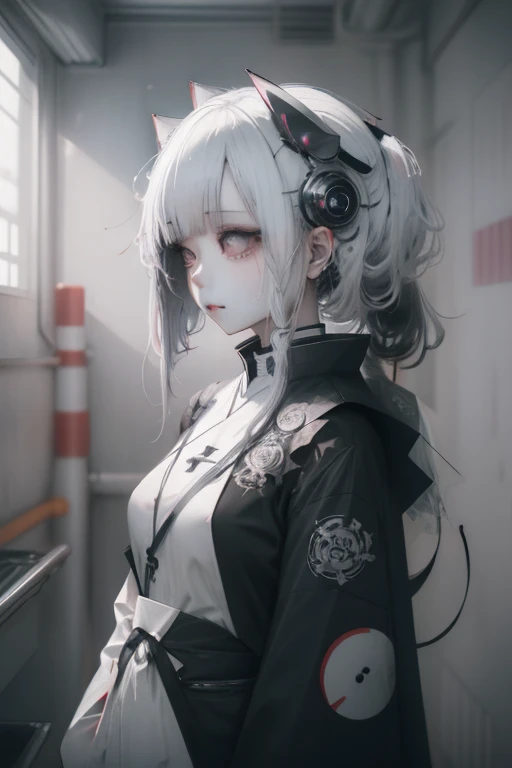 Hair color#CEC8D2 bionic human feeling（The gray heart exposed in the chest）
Anime girl in black and white clothing，Anime drawing inspired by Moto Sorayama，Trends on Pixiv，new doctrine，Broken beautiful female robot！ ，Anime robot mixed with organic，Wearing white futuristic armor，White-haired god，Glossy white armor anime goddess white armor，全身披著銀色鎧甲
帶著藍色蝴蝶結Anime girl in black and white clothing，Inspired by Leng Mei、pixiv、tachisme、Girls&#39; Frontline宇宙、ahegao face、Exquisitely detailed anime paintings。Girls&#39; Frontline, 來自Girls&#39; Frontline, ahegao, Close-up of young anime girl, Girls&#39; Frontline風格, Black anime pupils in her eyes，Close-up of a man walking down the street playing video games，Concept art inspired by Herbert James Gunn，Artstation，Art Nouveau，Movie goddess body shot，movie body shot，movie goddess shooting，Gal Gadot plays the Lord of Hell，Style like a ghost in a shell，Movie goddess close-up，Change carbon fiber style，Katana strapped to her back