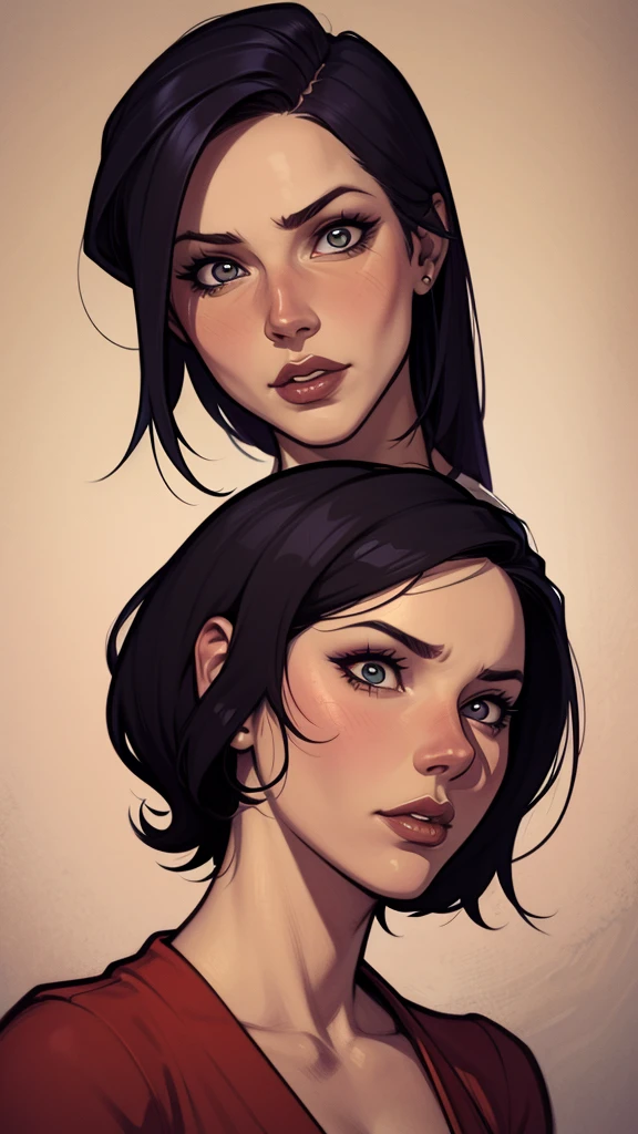 um desenho de uma mulher com umae cabelo preto, estilo de arte de charlie bowater, arte do personagem charlie bowater, desenhado no estilo digite germe, Estilo Charlie Bowater, digite germe. alto detalhe, digite germe style, retrato de personagem em close, digite germe portrait, style digite germe, Neoartcore e Charlie Bowater