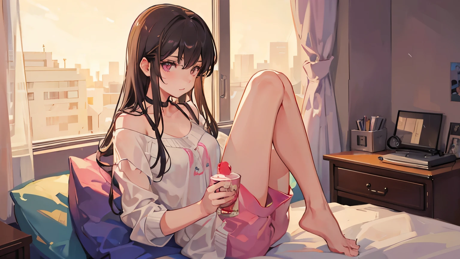 A girl in her room reminiscing about her crush