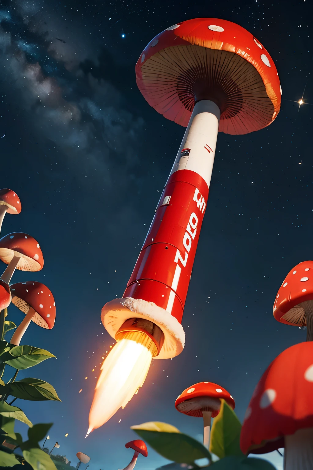 red mushroom rocket,to the moon