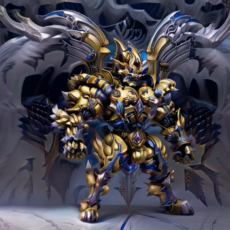 Zeraora's giant robot. (masterpiece, best quality, detailed:1.2) (Pokémon) Powered exoskeleton with the same design as Zeraora big muscle, GIANT, pecs, triceps, traps, waist narrow. bulge in the crotch, with huge golden laser sword, body full of huge muscles. also have a cloak on my back. The cloak is so long that it touches the ground, showing off muscles, mechs, Correct limbs, detailed full body, Very muscular, Large pecs, Heavyweight, Bodybuilder figure, Wearing cyberpunk mecha, big bump, sparkling skin, Vibrant colors, 4K, realism, Don't stray too far from Zeraora's design, Furry Heroes, Main is yellow COLOR, have big wings. nj5furry, big penis (black color), long legs,