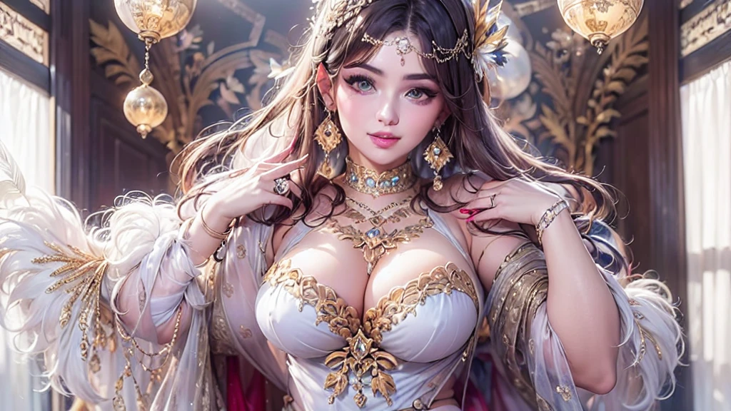 Western Cowboy Style, Cowgirl, photograph, highest quality, Realistic, Realistic, Intricate details, (Fine details), (Intricate details), シネマティックLight, highest quality backlight, Clear lines, 8k, 超High resolution, Purelos Face_v1,, Looking at the audience, Attractive breasts,Sensual curves、bubble、Full Body Shot,Nightgown, Charming smile, Thick lips, plump唇, blush, Looking at the audience, Provocative expression, Beautiful Hairstyles, Cleavage, plump、Curvy Hips、Attractive face、Mischievous face、Sexy Lingerie、An inviting gaze、Expressing emotions、colored feather, Money属装飾品, particle, Light, (masterpiece, highest quality, highest quality, Official Art, beautifully、aesthetic:1.2), (1 girl:1.3), Very detailed,(Fractal Art:1.1),(colorful:1.1)(flowerズ:1.3),Most detailed, (Dynamic pose), (Shiny skin), (Many colors :1.4), ,(Earrings:1.4), (feather:1.4),masterpiece,Mr.々Hair style,Moneyのヘッドバンド,Tulle covers the chest,Perfect balance, Detailed details of the garment,marble,cinematicLighting, Film Grain, contrast of Light and dark,High detail,(((Gorgeous Accessories))))、Openwork decoration,(((See-through dress)))、(((Anatomically correct body))) ,1 girl, (High resolution), (8k), (Very detailed), Perfect Face, Beautiful eyes and face, (((highest quality))), (Very detailed), Detailed face and eyes, Beautiful Eyes,(((Sexy pose))),Beautiful Eyes、Transparent double eyelids、(((Super gorgeous background)))、Bright Eyes,Money,diamond,gem,Body Chain,Luxury Accessories,beautifully、aesthetic,flower