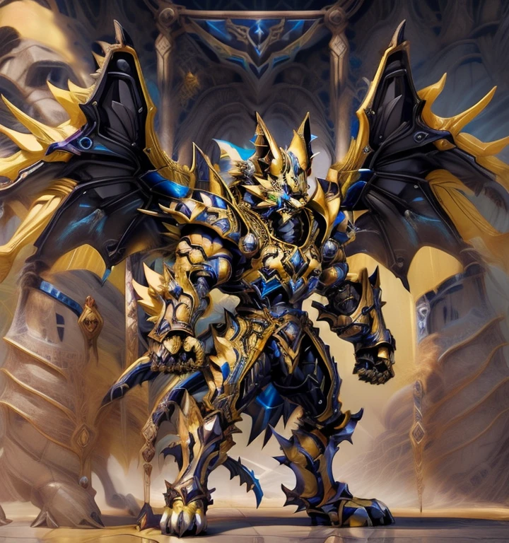 Zeraora. (masterpiece, best quality, detailed:1.2) (Pokémon) big muscle, GIANT, pecs, triceps, traps, waist narrow. bulge in the crotch, with huge golden laser sword, body full of huge muscles. also have a cloak on my back. The cloak is so long that it touches the ground, showing off muscles, mechs, Correct limbs, detailed full body, Very muscular, Large pecs, Heavyweight, Bodybuilder figure, Wearing cyberpunk mecha, big bump, sparkling skin, Vibrant colors, 4K, realism, Don't stray too far from Zeraora's design, Furry Heroes, Main is yellow COLOR, have big wings. nj5furry, big penis (black color), long legs,
