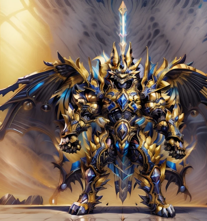 Zeraora. (masterpiece, best quality, detailed:1.2) (Pokémon) big muscle, GIANT, pecs, triceps, traps, waist narrow. bulge in the crotch, with huge golden laser sword, body full of huge muscles. also have a cloak on my back. The cloak is so long that it touches the ground, showing off muscles, mechs, Correct limbs, detailed full body, Very muscular, Large pecs, Heavyweight, Bodybuilder figure, Wearing cyberpunk mecha, big bump, sparkling skin, Vibrant colors, 4K, realism, Don't stray too far from Zeraora's design, Furry Heroes, Main is yellow COLOR, have big wings. nj5furry, big penis (black color), long legs,