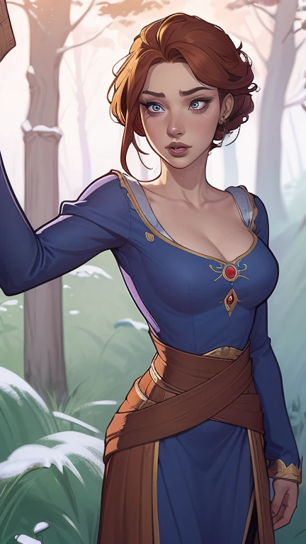 digital, design de personagens altamente detalhado, arte digital detalhada coragem, Forest fan art, Design de personagens de retrato, beautiful digital illustration, retrato de alta qualidade, Arte em quadrinhos, mulher jovem cabelo com transas lindas . Queen Anna of ArendelleBeautiful lined eyes Medium large bust and wonderful sexy clothes. image expression of sexual desire from waist to head illustration Queen Anne of Arendelle