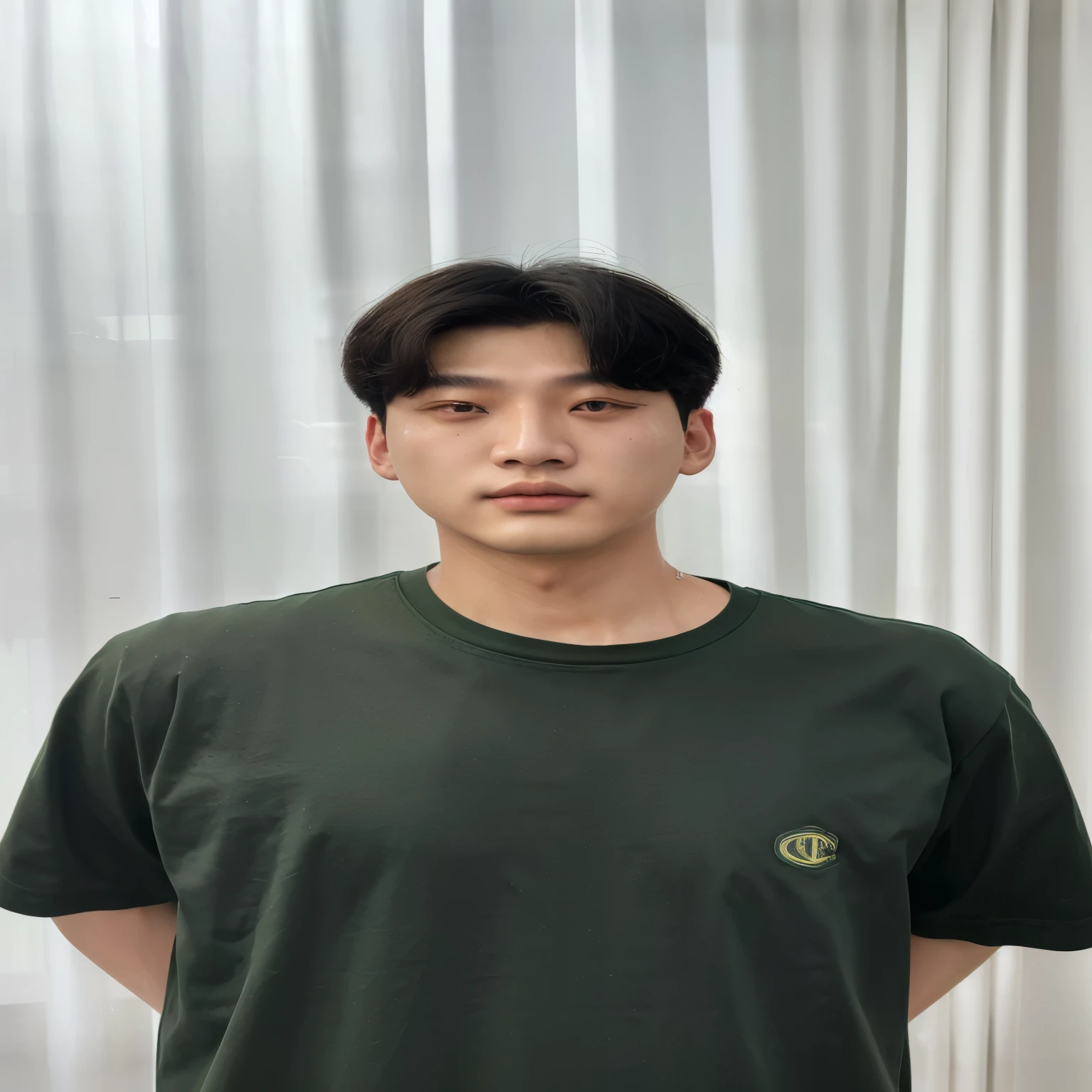 Araped man in green shirt standing in front of white curtains, Taejun Kim, Jungwon Charles Jeong, Hyuntae, Jaeyeon Nam, Junhyung Hong, Yanjun Chengt, Hyuntae kim, Jinyoung Shin, Shin Jeong-ho, Jungwon Jeong, Kim Hyeong-tae, Kim Hyeong-tae, Jeongseok Lee