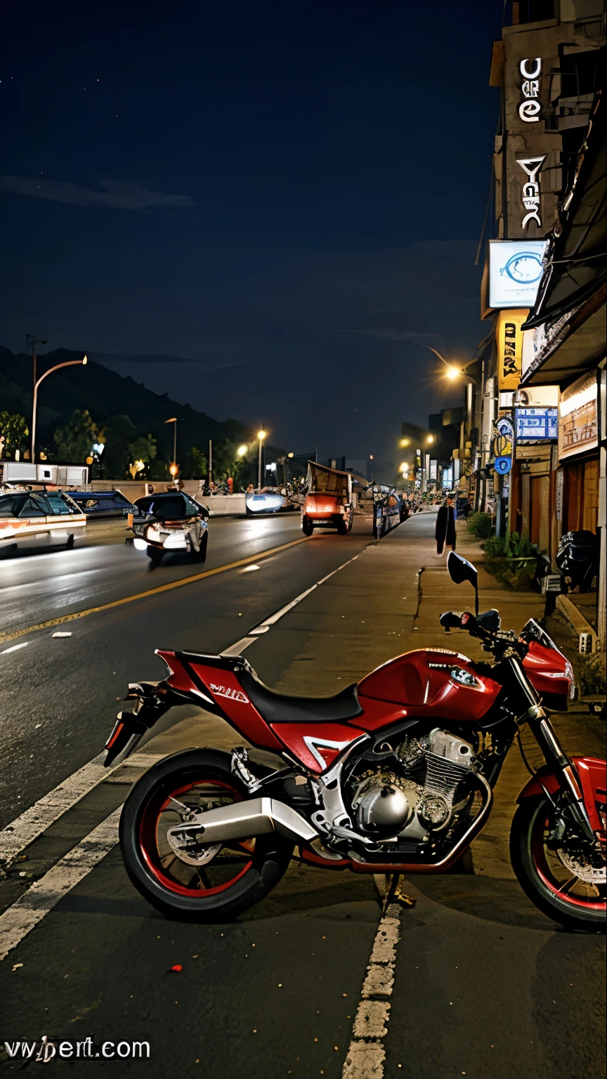 Membuat gambar serangan Genk motor ditengah malam dekat jembatan