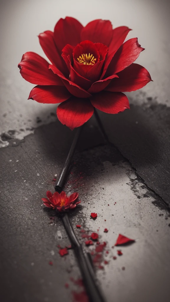 (White Background:1.3), scenery, Red rose flower floating on water, ice water, wood, ink