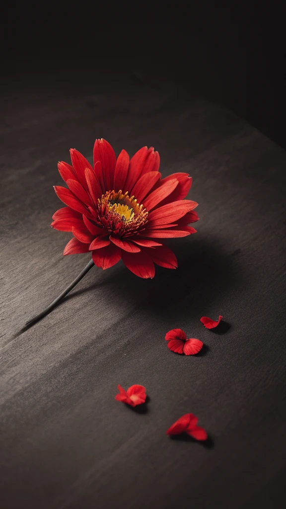 Dying red flower, charcoal drawing style, colorful, intricate, hyper realistic, ultra detailed, hdr, 4k, sharp focus