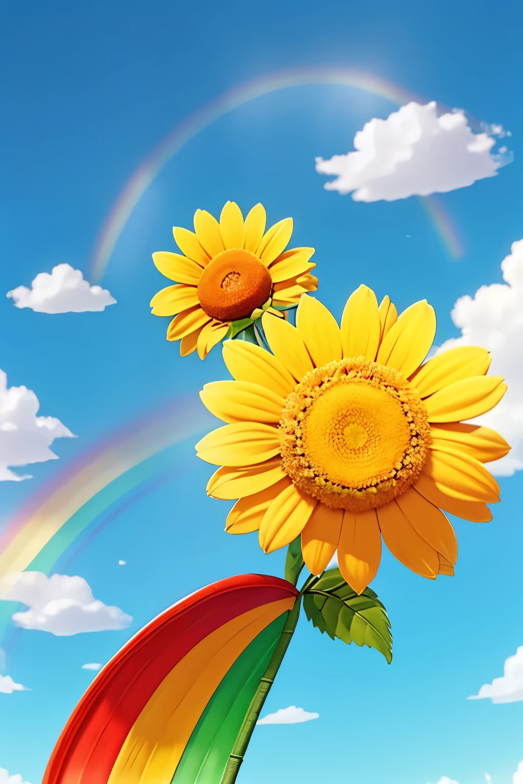 a sunny sky with rainbow