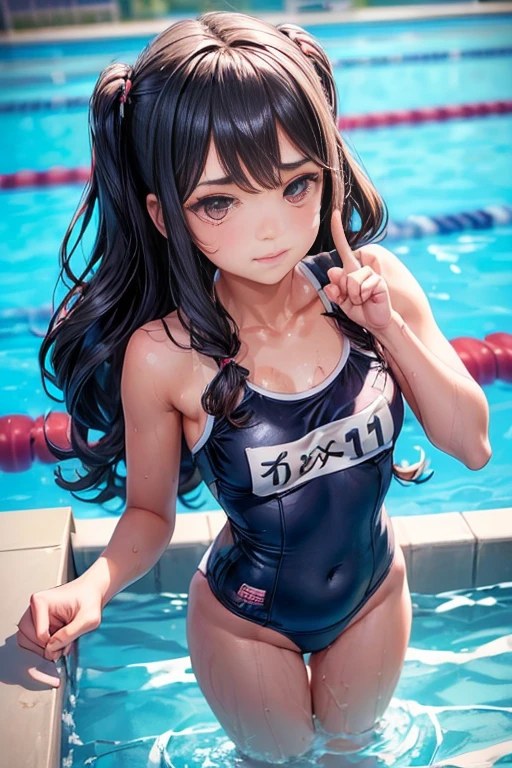 (In her school swimsuit, A girl competes in a friendly swim race in the school pool.:1.3), ( the pose,Very intricate and beautiful detailed cute face:1.3)(Shiny skin,Ultra high definition kawaii face,extremely awesome detailed pretty  face,:1.3)BREAK(Perfect Anatomy,good finger:1.5)(Young Girl , Detailed eyes) ,Photo background, High resolution,( Very intricate and beautiful details CG),Unreal Engine,Perfect ,mournful smile, (super detailed skin, ,Looking at Viewer, Best Quality, masutepiece:1.5,)small  , slim hip slim leg beautiful face, perfect face, beautiful skin, Same as, (side locks, hair flaps,:1.5), ( ,12thi:1.5), (1 Girl Solo:1.5)