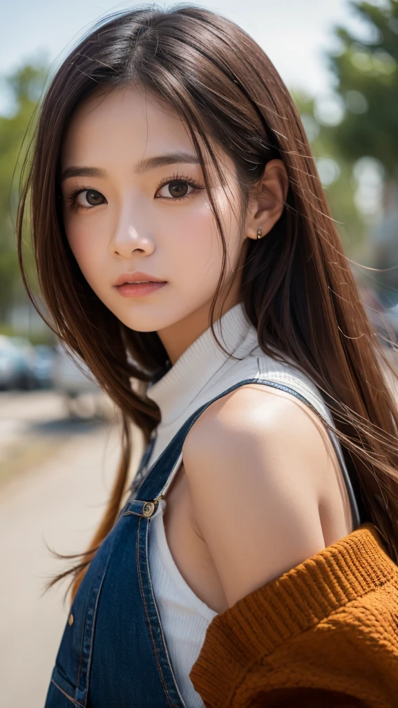 She's sitting on her throne in her red and gold dress, wearing the biggest crown in the world、The servant