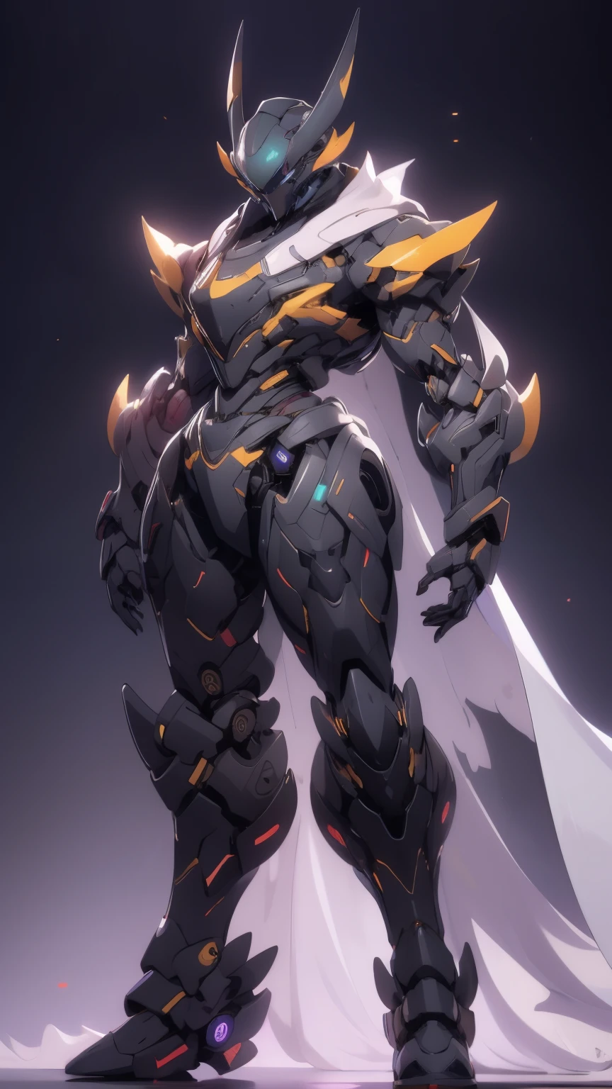 A black humanoid robot with a single horn growing from its head.,32K,Cool pose,All black,