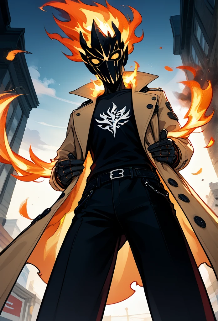 ((Masterpiece))), ((Best Quality))), ((Ultra Detailed)), (Surreal), (Highly Detailed CG Illustration),a close up of a person on a fire, my hero academia, sinister and stylish, highly upvoted, mohawk, homelander, 2 0 1 9 anime, in an anime, ultra detaild, 3d anime, krenz cushart and artgerm, very anime, ghost rider, name of the character is chad, sans, beastly,((1boy)), full body, badass pose, perfect proportion, perfect body, perfect hand, perfect pose, badass, stylish pose, stylish