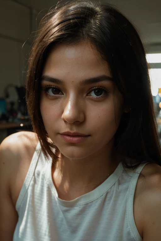 Script to create your image: "a ugc creator looking straight into the camera with balanced lighting on her face, female. Bright environment --v 6.0 -"