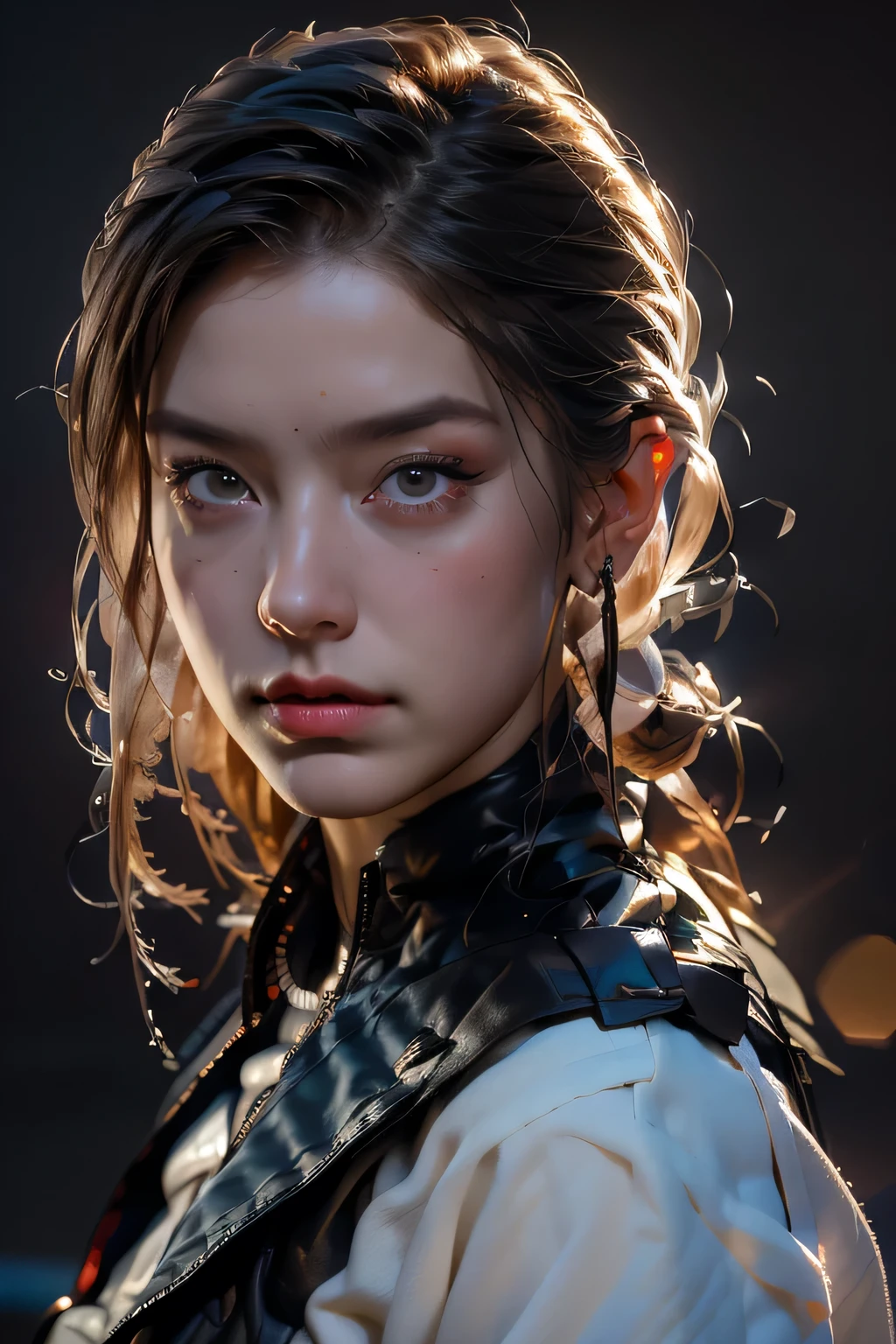 debtull face portrait photo of 25 year old European girl、born、Beautiful woman、Semi-open stbornberry lip、Dimples、A melancholic look、(Very long wavy brown hair)、((Detailed face))、((Detailed faceの特徴))、(debtine detailed skin)、Pale-skinned、(Black latex suit featuring a deep neckline)、Cyberpunk megacity environment、(Cool colors)、Moist、Moist、Reflective plate、(masterpiece)(Perfect Proportions)(Photo Real)(最high quality)(detailed)Photographed with Canon EOS R5、 50mm lens, debt / 2.8, Debtdebt, (8k) (wallpaper) (Light) (Dramatic lighting) (Sharp focus) (Complex), bornphoto, bornphoto, Gigachad Photos, Strike a pose for the camera, Black latex suit,8k UHD, Digital SLR, high quality, Grain Film, debtujifilmXT3, debtilm Stock Photo 4 Kodak Portra 400 Camera debt1.6 lenses Rich colors Ultra-realistic textures Dramatic lighting Unreal Engine Art Station Trends Cinestill 800 Tungsten, toughboy style、Ultra debtocus debtace、Intimidating、Battle positions、Short, unkempt hair、muscle、Rupture of a vein、beads, masterpiece, 最high quality, high quality, High resolution, ((In the cave)), Upper body portrait