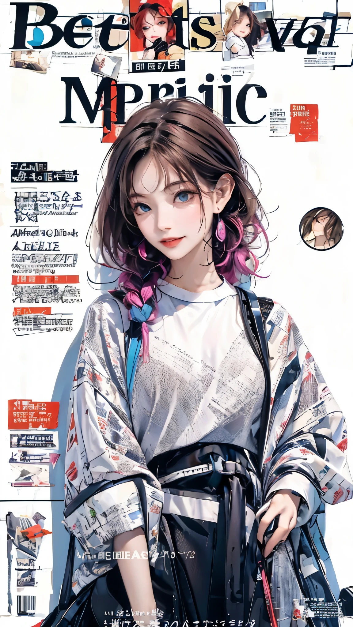 masterpiece, best quality, Spring Clothing, Colorful hair, External, magazine cover ,Upper body,