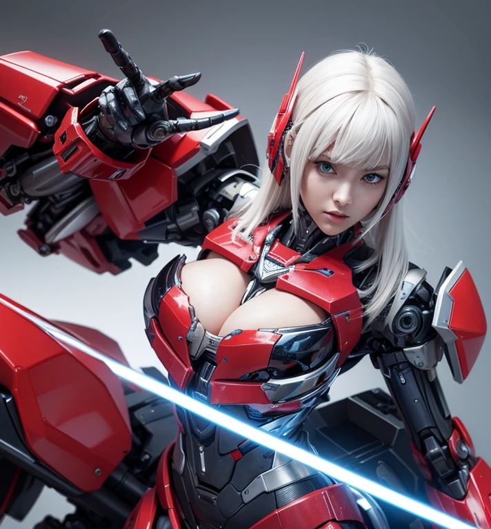 Textured skin, Super Detail, high details, High quality, Best Quality, hight resolution, 1080p, hard disk, Beautiful,(Elita One),beautiful cyborg woman,Mecha Cyborg Girl,Battle Mode,Girl with a Mecha Body,She wears a futuristic Transformers mech,Fulll body Shot,A powerful cyborg woman, sleek and futuristic, with advanced mechanical augmentations that enhance her strength and capabilities.