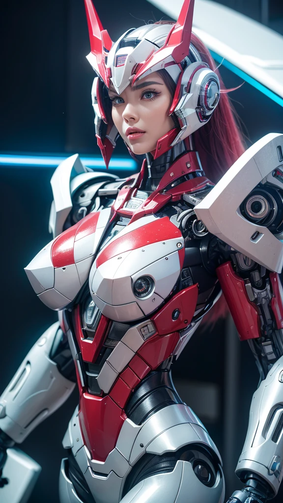 Textured skin, Super Detail, high details, High quality, Best Quality, hight resolution, 1080p, hard disk, Beautiful,(Elita One),beautiful cyborg woman,Mecha Cyborg Girl,Battle Mode,Girl with a Mecha Body,She wears a futuristic Transformers mech,Fulll body Shot,A powerful cyborg woman, sleek and futuristic, with advanced mechanical augmentations that enhance her strength and capabilities.