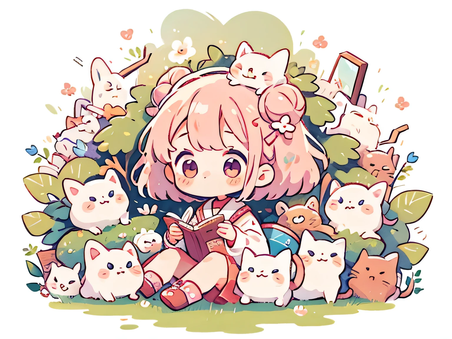 Momoko Sakura style, Masterpiece, best quality, 8k, cute girl chibi