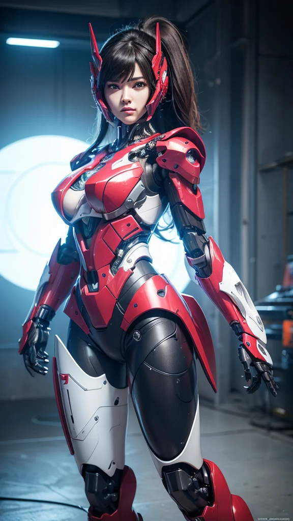 Textured skin, Super Detail, high details, High quality, Best Quality, hight resolution, 1080p, hard disk, Beautiful,(Elita One),beautiful cyborg woman,Mecha Cyborg Girl,Battle Mode,Girl with a Mecha Body,She wears a futuristic Transformers mech,Fulll body Shot,A powerful cyborg woman, sleek and futuristic, with advanced mechanical augmentations that enhance her strength and capabilities.