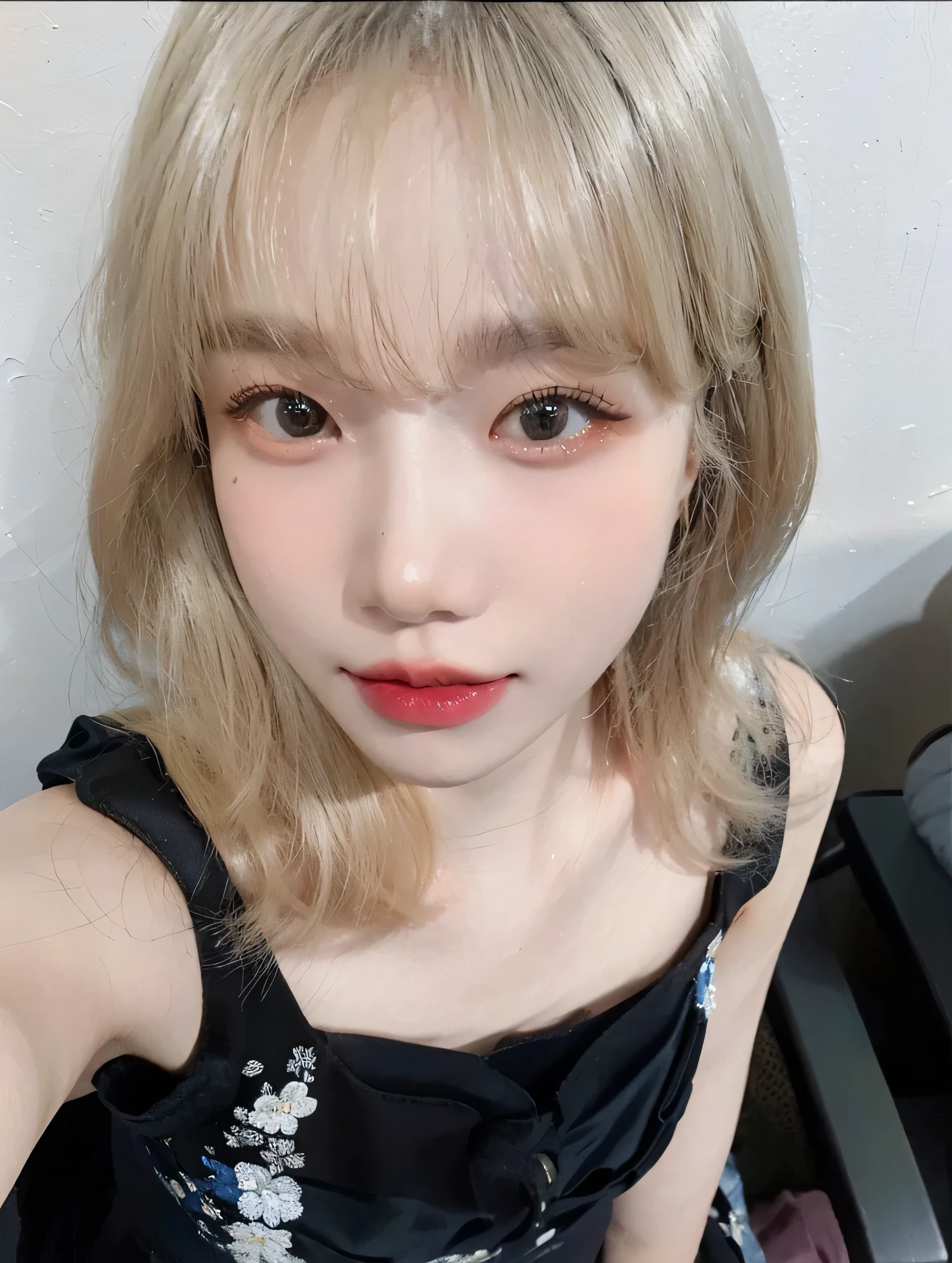 High-quality work,Realistic works,Super premium graphics,Photocinematic, detailed facial features, no-makeup, Realistic skin, born, Phantom High Speed Camera, shadow play, A hyper-realistic, Detailed Face - AR 16:9 --s 750 --v 5.2, 8k, Masterpiece, blue-white hair, sexy lips, red lips, natural makeup, beauty asians girl, korean girl, asians girl, long hair, wave hair, highest quality