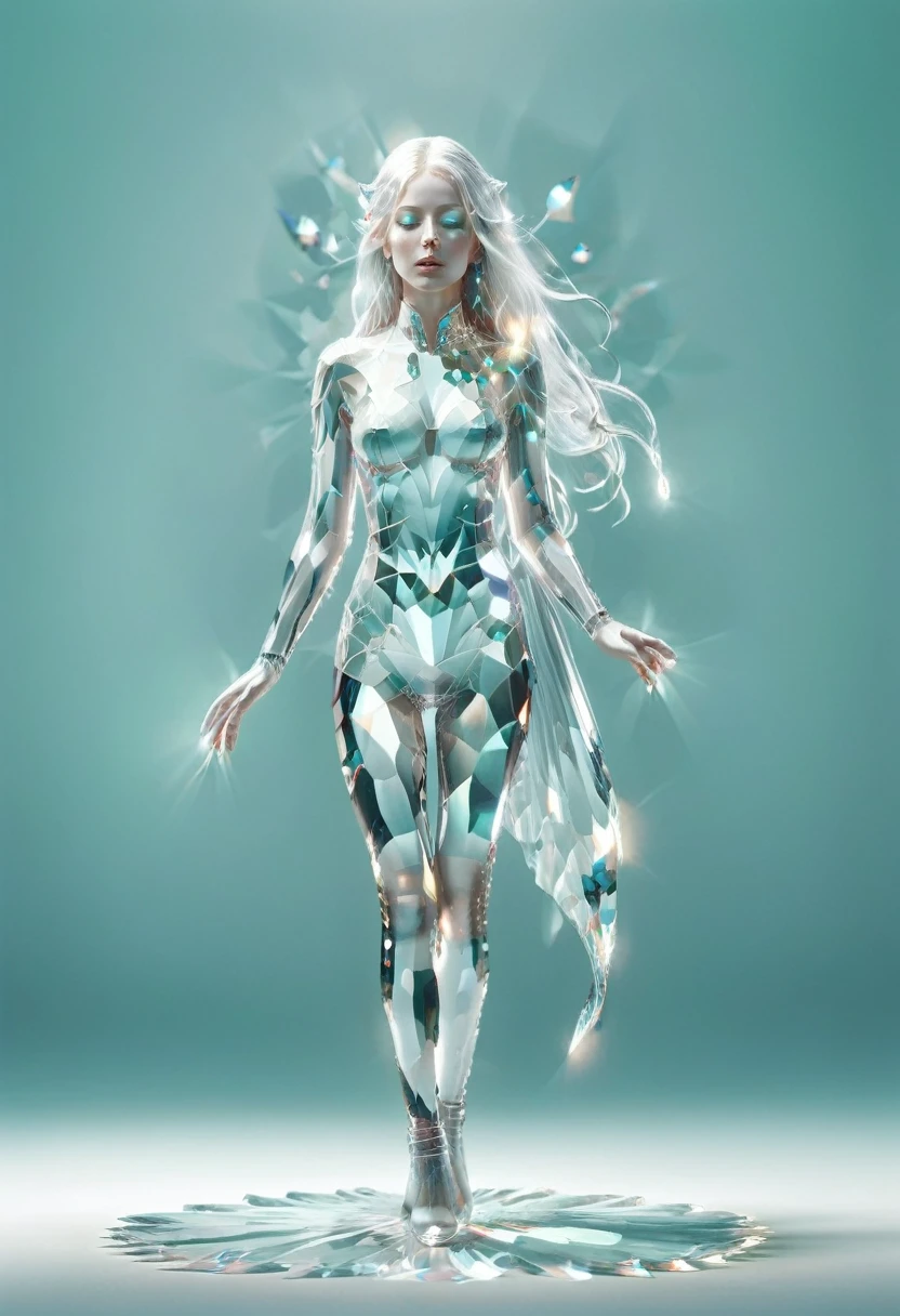 light element,translucent luminous body in levitation, a translucent beautiful sublime and tall elfe woman made of crystal and light, sketch, minimalism,long legs, very long hairs, pencil drawing, clear lines,(double exposure:1.4),delicate fractal ornament,(upper thighs shot:1.3),full body shot,a elfe standing straight walk towards me, poitrine push-up, low angle shooting,(fully translucent crystal body:1.9),soft focus,4k,hdr, fractal glass, 1girl,fantasy artwork, masterpiece, (fractal tattoos:1.4),(translucent luminous crystal body:1.2),A minimalist design,of a silhouette outline and a beautiful woman in crystal ,intricate crystal artwork Masterpiece,((icy electric mint and white,translucent crystal:3.0,  transparent shap:1.9, transparent crystal body illuminated from the inside : 1.9, internal lighting :1.9, crystal:1.9)), she is so sexy