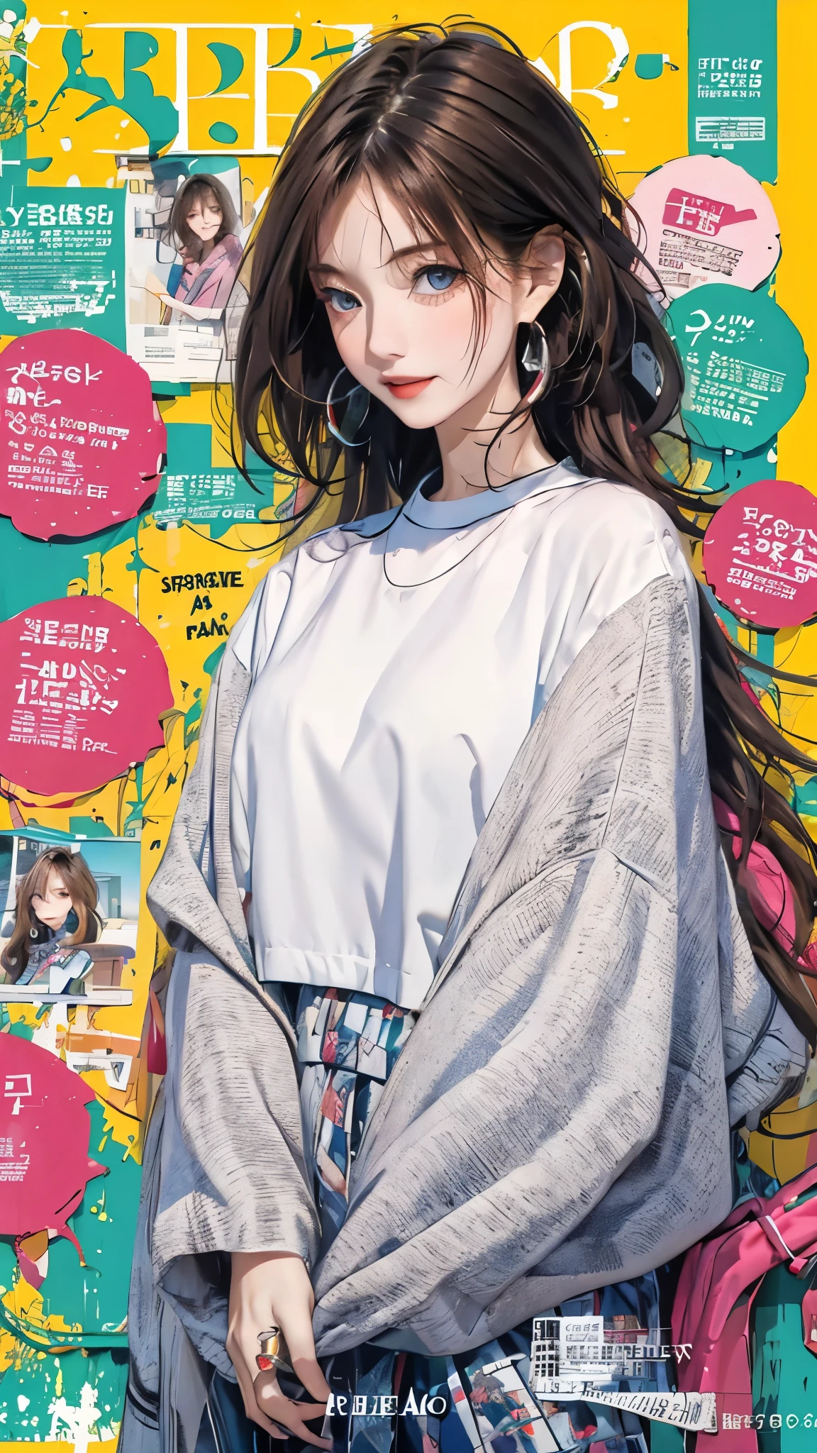 masterpiece, best quality, Spring Clothing, Colorful hair, External, magazine cover ,Upper body,